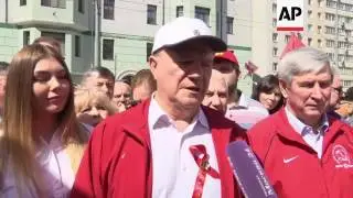 Russian communists in traditional May Day march