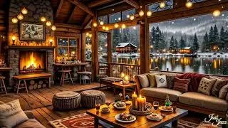 Relaxing Smooth Jazz & Fireplace Sounds | Cozy Winter Cafe Ambience for Study & Sleep