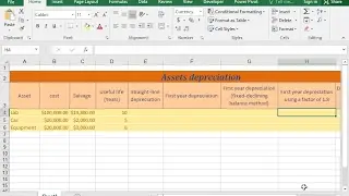 Use the DDB function to calculate the depreciation of an asset (double declining method)
