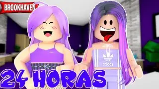 24 HORAS VIVENDO EM UM MUNDO ROXO NO BROOKHAVEN - Roblox @familiamaffi