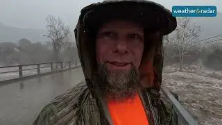 Flood emergency in Springville, California after heavy rain rapidly melts the snow in the mountains.