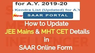 Neet, Jee Main & MHT CET in SAAR Application Form || SAAR 2019