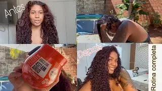 ROTINA CAPILAR COMPLETA 💕🧚🏼‍♂️ umectação para crescimento, matizador da Salon line + finalização 