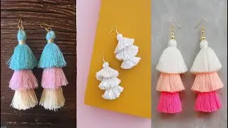 How to make silk thread earrings at home very easy and simple step by step 😁