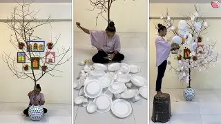Disposable items to Flower tree making - Look Beautiful - Creative recycling idea #disposable