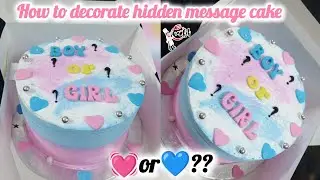 How to Decorate a Gender Reveal Cake |hidden message cake tutorial