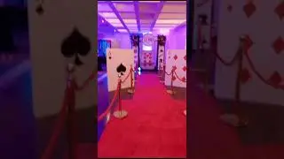 Casino Themed Event Set up with Roulette and Blackjack LED Tables by Casino Night Rentals