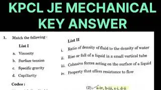 KPCL JE MECHANICAL SOLVED PAPER 2025 II KEA MECHANICAL PAPER