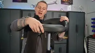 HASKYY Werkstatthocker mit R&uuml;ckenlehne - H&ouml;henverstellbar 43-58cm - 150kg belastbar