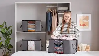 Lifewit 4 Pack Large Clothes Storage Bags Boxes with Lids, 75L Wardrobe Storage Organiser