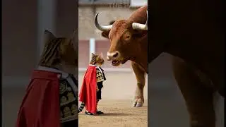 Adorable Kitten Becomes a Fearless Matador! #cat #babykittens