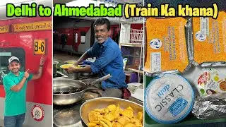 Ahmedabad to Delhi Rajdhani 3rd AC food || Station pe mile गरमा गर्म पकोड़े और Kulhad wali Rabdi 🔥