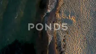 Aerial Flight Over Baltic Sea Coast - Top Down View On Beach - 4k Stock Footage