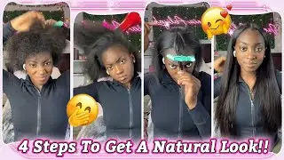 EASY😡 Only 4 Steps To Install Glueless V Part Wig! Hair Tutorial With Leaveout #Elfinhair