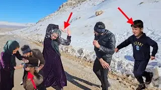 ❄️A real day in the life of Imran and Fereshteh|From kidsplaying in the snow to rescuing sick goats🐐
