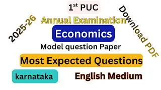 Download Economics 1st PUC Model Question Paper 2025-26 | Expected Questions 2026 | English Medium