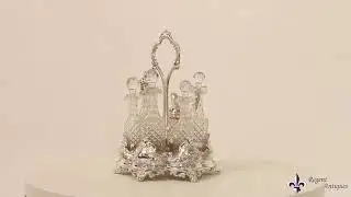 Antique Victorian Silver Plated 6 Bottle Cruet Set