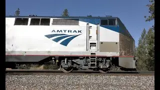 AMTRAK Chicago bound California Zephyr seen crossing the Long Ravine Bridge in Sierra foothills