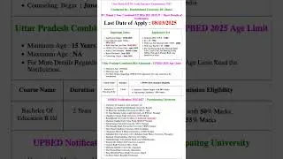 Uttar Pradesh B.Ed. Joint Entrance Examination 2025 Apply Online Form for UPBED Entrance Exam 2025