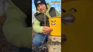 ✅The guy shows SURVIVAL skills: I patched a hole in a bucket in the wild💧#bushcraft #camping#funny
