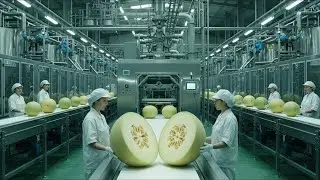 داخل مصنع عصير الشمام الأخضر — من الفاكهة الطازجة إلى الإنتاج الصناعي الضخم 🍈🏭