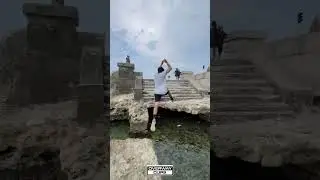 MASSIVE jumps over reefs 😬! #shorts #parkour #overway #waterchallenge