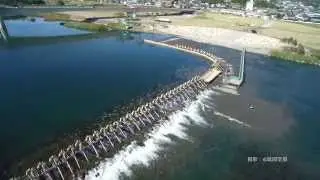 延岡水郷鮎やな 空撮 2015
