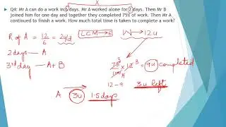 CSS Ability, Lec 6th Time and Work Word Problems for GMAT/GRE