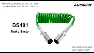 Autone BS401 7 Way ABS Coiled Trailer Cable Assembly Power Brake Lights Green Jacket