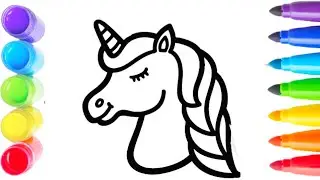 How To Draw Cute UNICORN Drawing, Painting & Coloring For Kids and Toddlers_🌈🖌️🐬