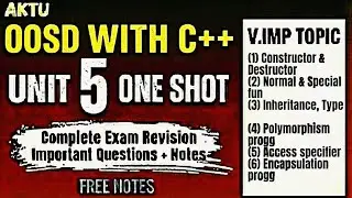 👉OOSD with C++ Unit 5 One Shot 🔥 | AKTU | Exam 2025-26