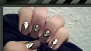Plum & Gold triangle nails