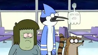 Regular Show - VIP Members Only - Rigby, Mordecai, High Five Ghost And Muscleman Want To Be VIP