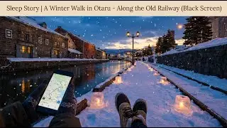 Sleep Story | A Winter Walk in Otaru - Along the Old Railway (Black Screen)