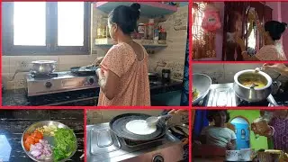 মেয়েকে স্কুল পাঠিয়ে কিভাবে সংসারের সমস্ত কাজ গুছিয়ে করি, ব্রেকফাস্টে বানালাম দোসা আর চাটনি #vlog 