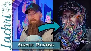 Surreal Portrait - fish and coral acrylic painting - Painting Tips w/ Lachri