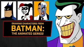 Speed Drawing Batman: The Animated Series Characters! Batman, Joker, Harley Quinn, and Two Face!