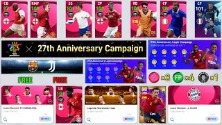 27th Anniversary Celebration Campaign Free Rewards In Pes 2021 Mobile || Free Coins & Iconic 🔥