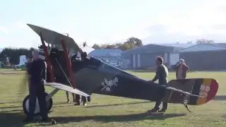 TVAL's Hanriot HD-1 being started up, then taxied out for takeoff.