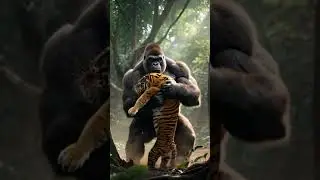 Gorilla Slams Tiger in Epic Jungle Fight 🐅🦍🔥 #wildlifeentertainment  #animalfight #aianimation