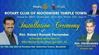 Installation Ceremony Of Rtn. Robert Ronald Fernandes & Team | Rotary Club Of Moodbidri Temple Town