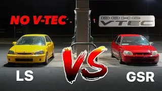 Roll racing a Vtec GSR swapped Ek hatch! Can my NON-Vtec Ek civic keep up???
