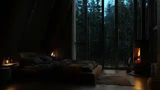 Soft Rain & Warm Fireplace | Calming Cabin Sounds for Sleep and Relaxation