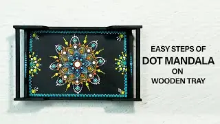 #Mandala #Homedecor Easy Dot Mandala on old wooden tray