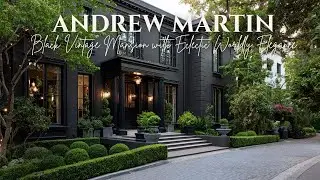 Andrew Martin Global Black Vintage Mansion with Eclectic Worldly Elegance