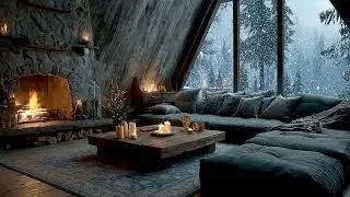 Peaceful Winter Piano Lounge ❄️ Soft Fireplace Sounds & Snowfall Ambience for Sleep & Focus