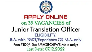 RECRUITMENT: DRDO JTO 2022