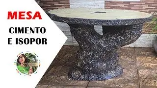 Стол из цемента и пенополистирола, имитирующий древесину