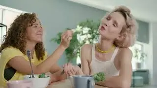 A Lesbian Couple Eating Together | 4K Free Stock Video | Royalty Free Stock Footage