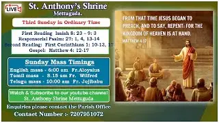 Fr. T. Pranay/ St.Anthony Shrine/Mettuguda/English Mass 6.30 am Live Streaming/25th January 2026